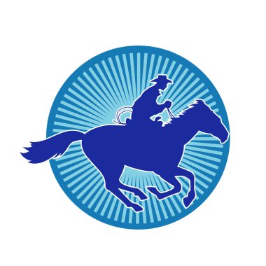 At süren bir kovboyun silueti.