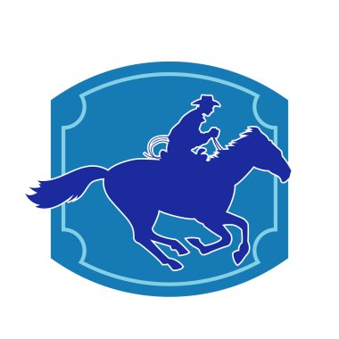 Silhouette of a cowboy riding a horse in action pose clipart