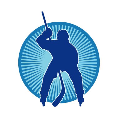 Kasklı ve üniformalı bir buz hokeyi oyuncusunun silueti.