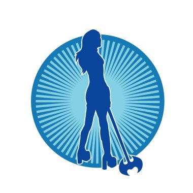 Savaşçı bir kadının silueti savaş baltası taşıyor.