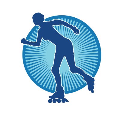 Paten kayan bir kadının silüeti. Sportif kadın silueti Tekerlekli sandalyede iyi eğlenceler.