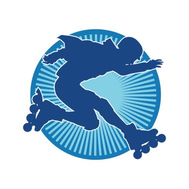 Patenli spor bir erkeğin silueti. Sportif adamın silueti Tekerlekli sandalyede iyi eğlenceler.