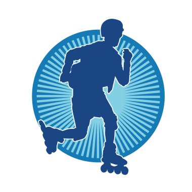 Patenli spor bir erkeğin silueti. Sportif adamın silueti Tekerlekli sandalyede iyi eğlenceler.