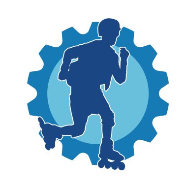 Patenli spor bir erkeğin silueti. Sportif adamın silueti Tekerlekli sandalyede iyi eğlenceler.