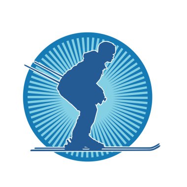 Kar sporu yapan insanların silueti. Kar kayağı yapan insanların silueti.