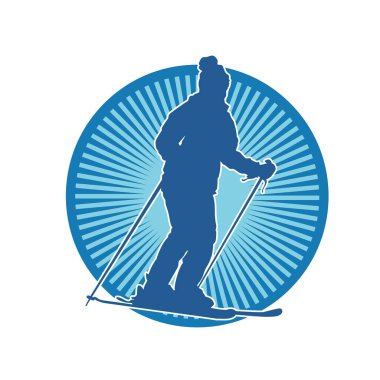 Kar sporu yapan insanların silueti. Kar kayağı yapan insanların silueti.