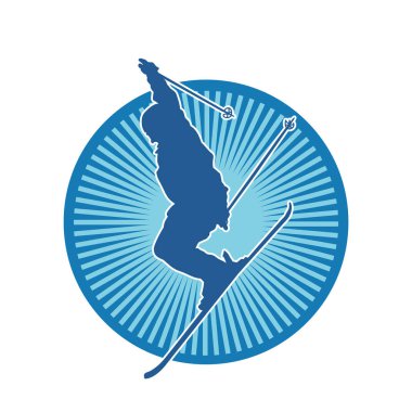 Kar sporu yapan insanların silueti. Kar kayağı yapan insanların silueti.