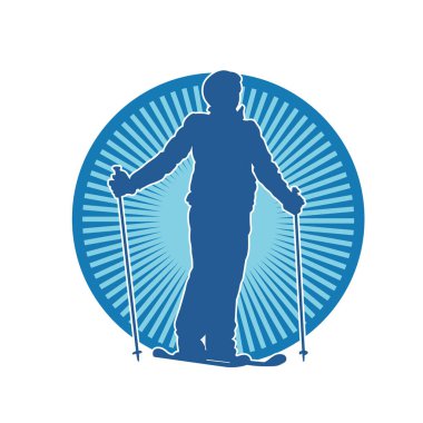 Kar sporu yapan insanların silueti. Kar kayağı yapan insanların silueti.