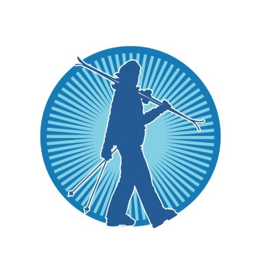 Kar sporu yapan insanların silueti. Kar kayağı yapan insanların silueti.