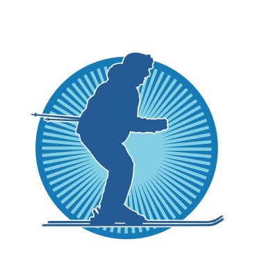 Kar sporu yapan insanların silueti. Kar kayağı yapan insanların silueti.