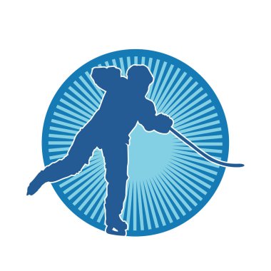 Hareket halindeki bir buz hokeyi oyuncusunun silüeti.