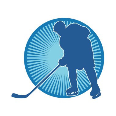 Hareket halindeki bir buz hokeyi oyuncusunun silüeti.