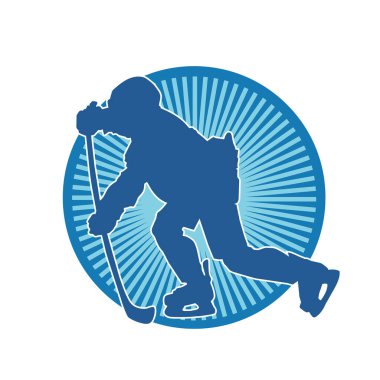 Hareket halindeki bir buz hokeyi oyuncusunun silüeti.