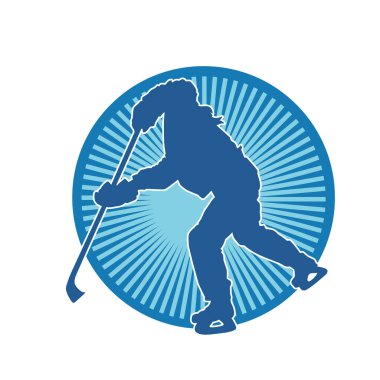 Hareket halindeki bir buz hokeyi oyuncusunun silüeti.