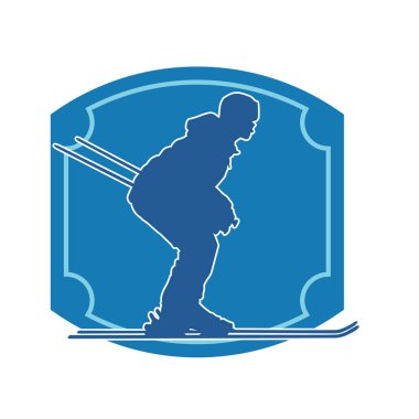 Kar sporu yapan insanların silueti. Kar kayağı yapan insanların silueti.