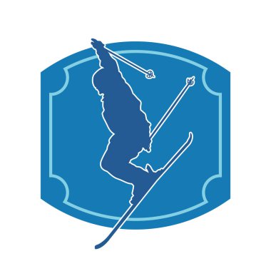 Kar sporu yapan insanların silueti. Kar kayağı yapan insanların silueti.