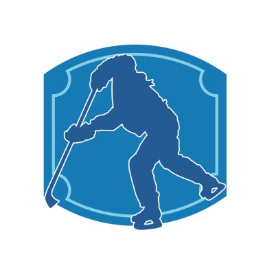 Hareket halindeki bir buz hokeyi oyuncusunun silüeti.