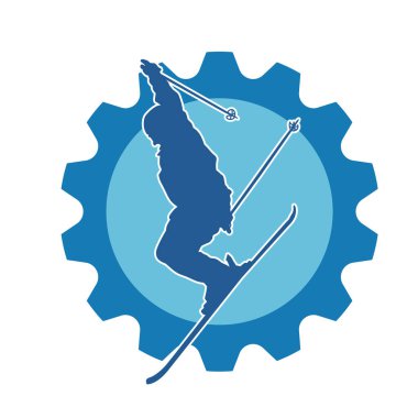 Kar sporu yapan insanların silueti. Kar kayağı yapan insanların silueti.