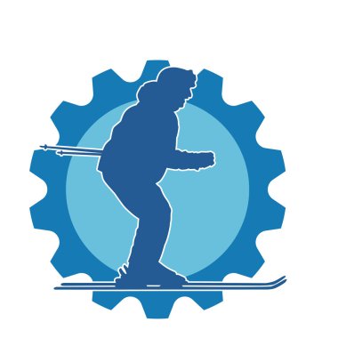 Kar sporu yapan insanların silueti. Kar kayağı yapan insanların silueti.