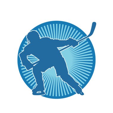 Hareket halindeki bir buz hokeyi oyuncusunun silüeti.