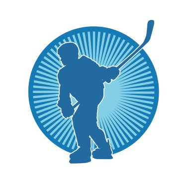 Hareket halindeki bir buz hokeyi oyuncusunun silüeti.