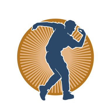 Hareket halindeki bir erkek dansçının silueti. Dans eden zayıf bir adamın silueti..