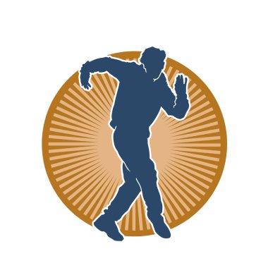 Hareket halindeki bir erkek dansçının silueti. Dans eden zayıf bir adamın silueti..