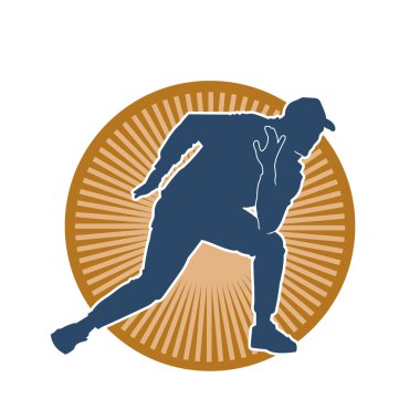 Hareket halindeki bir erkek dansçının silueti. Dans eden zayıf bir adamın silueti..