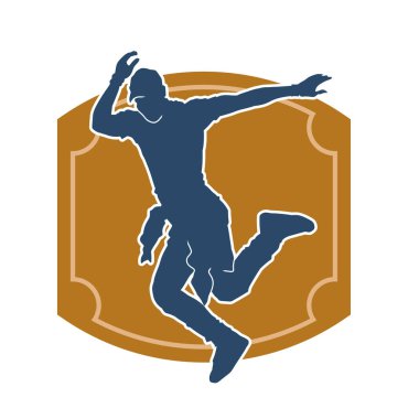 Hareket halindeki bir erkek dansçının silueti. Dans eden zayıf bir adamın silueti..