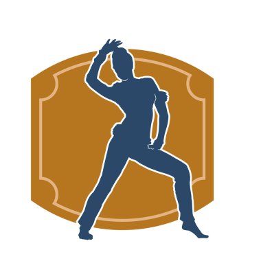 Hareketli bir kadın dansçının silueti. Dans eden zayıf bir kadının silueti..