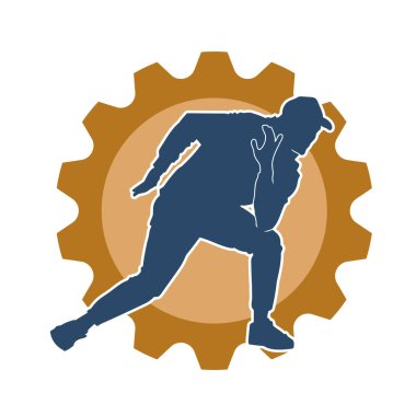 Hareket halindeki bir erkek dansçının silueti. Dans eden zayıf bir adamın silueti..