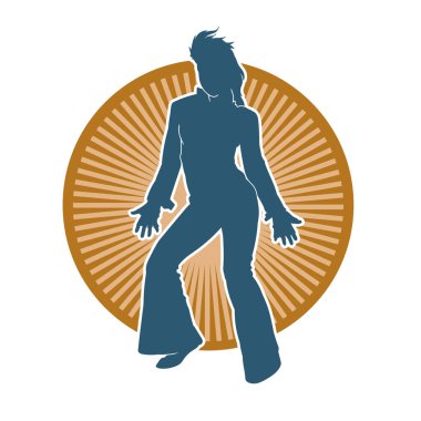 Hareketli bir kadın dansçının silueti. Dans eden zayıf bir kadının silueti..