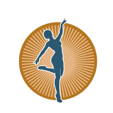 Hareketli bir kadın balerin silueti. Dans eden balerin kızın silueti..