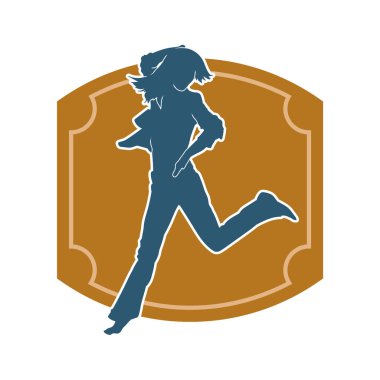 Hareketli bir kadın dansçının silueti. Dans eden zayıf bir kadının silueti..