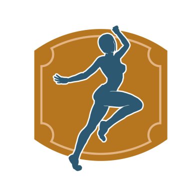 Hareketli bir kadın balerin silueti. Dans eden balerin kızın silueti..