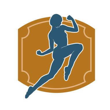 Hareketli bir kadın balerin silueti. Dans eden balerin kızın silueti..