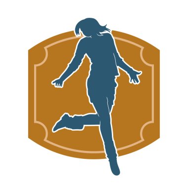 Hareketli bir kadın dansçının silueti. Dans eden zayıf bir kadının silueti..