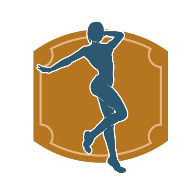 Hareketli bir kadın balerin silueti. Dans eden balerin kızın silueti..