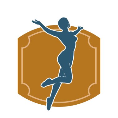 Hareketli bir kadın balerin silueti. Dans eden balerin kızın silueti..