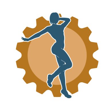 Hareketli bir kadın balerin silueti. Dans eden balerin kızın silueti..