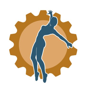 Hareketli bir kadın balerin silueti. Dans eden balerin kızın silueti..