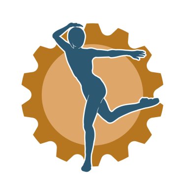 Hareketli bir kadın balerin silueti. Dans eden balerin kızın silueti..