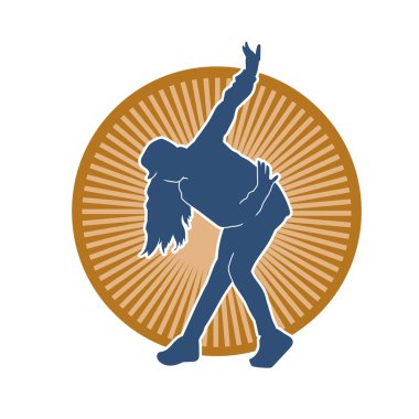 Hareketli bir kadın dansçının silueti. Dans eden zayıf bir kadının silueti..