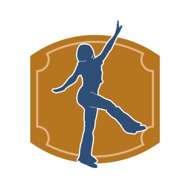 Hareketli bir kadın dansçının silueti. Dans eden zayıf bir kadının silueti..