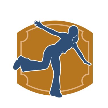 Hareketli bir kadın dansçının silueti. Dans eden zayıf bir kadının silueti..