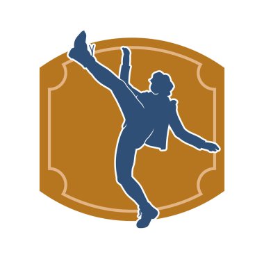 Hareketli bir kadın dansçının silueti. Dans eden zayıf bir kadının silueti..