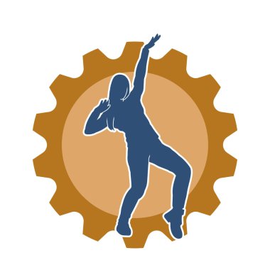 Hareketli bir kadın dansçının silueti. Dans eden zayıf bir kadının silueti..