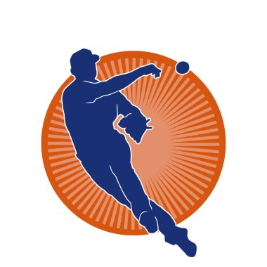 Beyzbol atıcısının silueti top atmaya hazır. Erkek beyzbol atıcısının silueti hareket halinde..