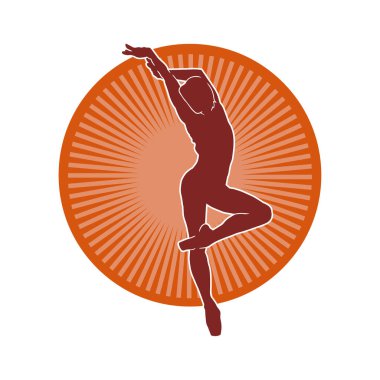 Hareketli bir kadın balerin silueti. Dans eden balerin kızın silueti..