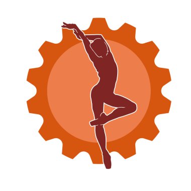 Hareketli bir kadın balerin silueti. Dans eden balerin kızın silueti..